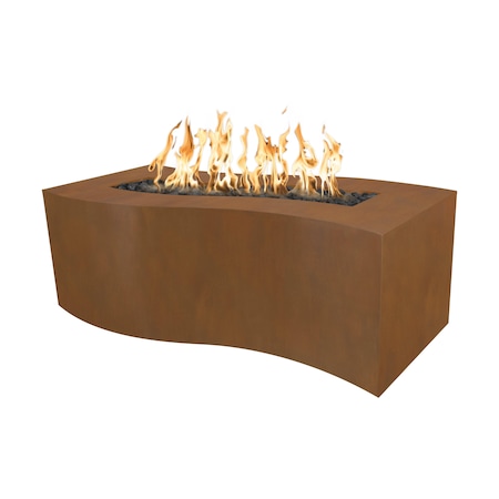 The Outdoor Plus 60 Rectangular Billow Fire Pit - Corten Steel - Match Lit with Flame Sense - Liquid Propane OPT-BLWCS60FSML-LP